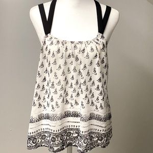 EXPRESS Sheer Floral Crisscrossed Tank Top